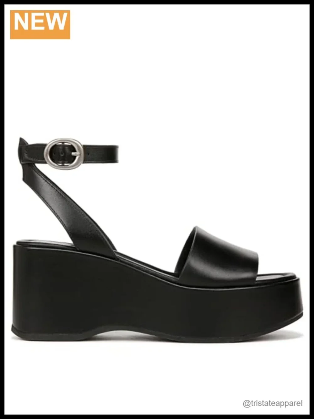 Platform Ankle Strap Sandals Leather 3 Inch Wedge Open Toe Buckle